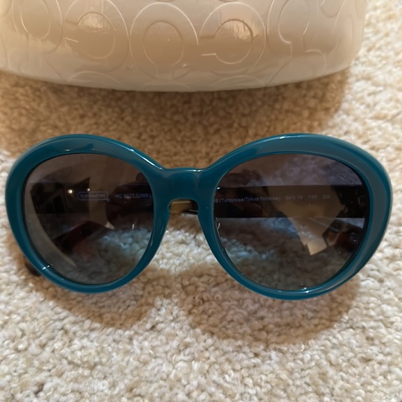 NWT Lindsay Coach Sunglasses in Turquoise and Turtle Shell - Picture 2 of 8